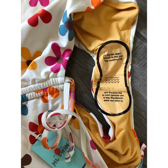 Marine Layer Oaxaca Bikini Set Top & Bottoms High Waisted Floral White  NWT M - Picture 10 of 11